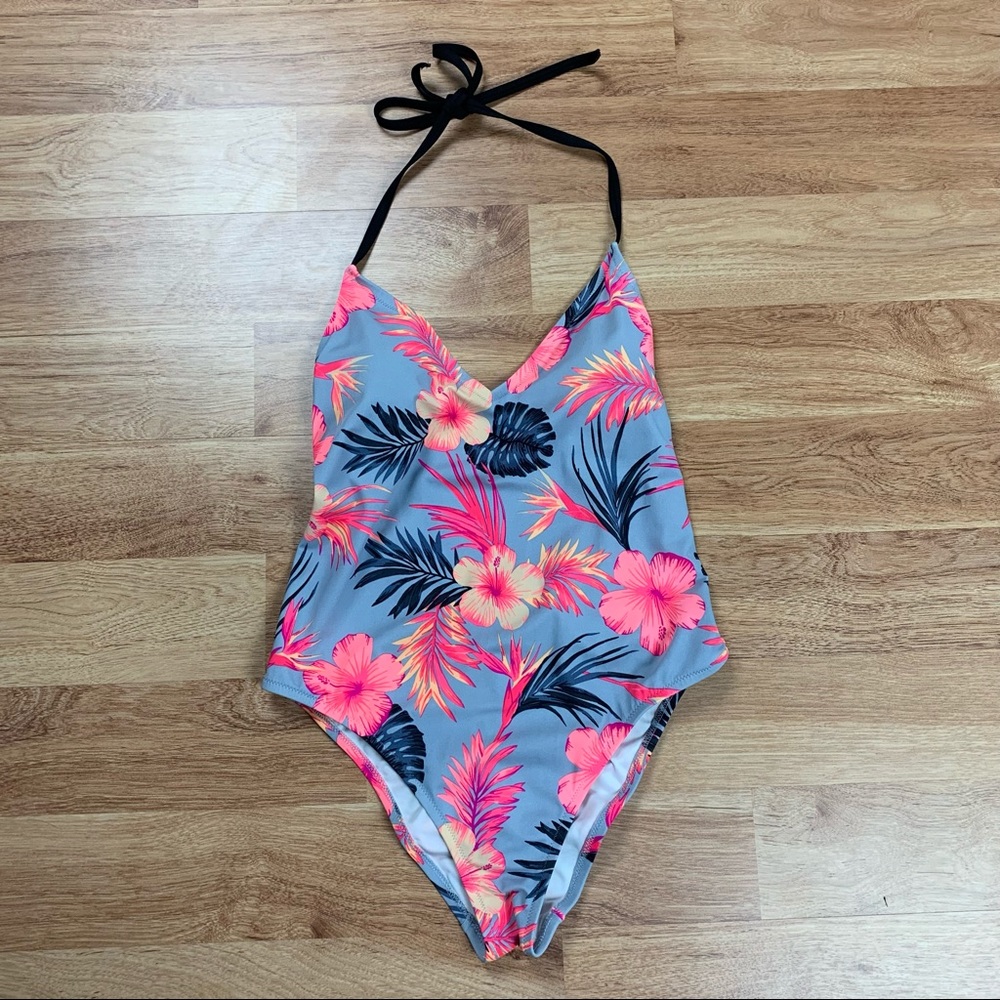 Victoria Secret PINK Tropical One Piece Swimsuit Women Size Large L Vacation